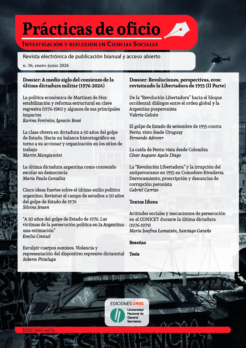 					Ver Núm. 36 (2026): Dossier: “A medio siglo del comienzo de la última dictadura militar (1976-2026)”
				